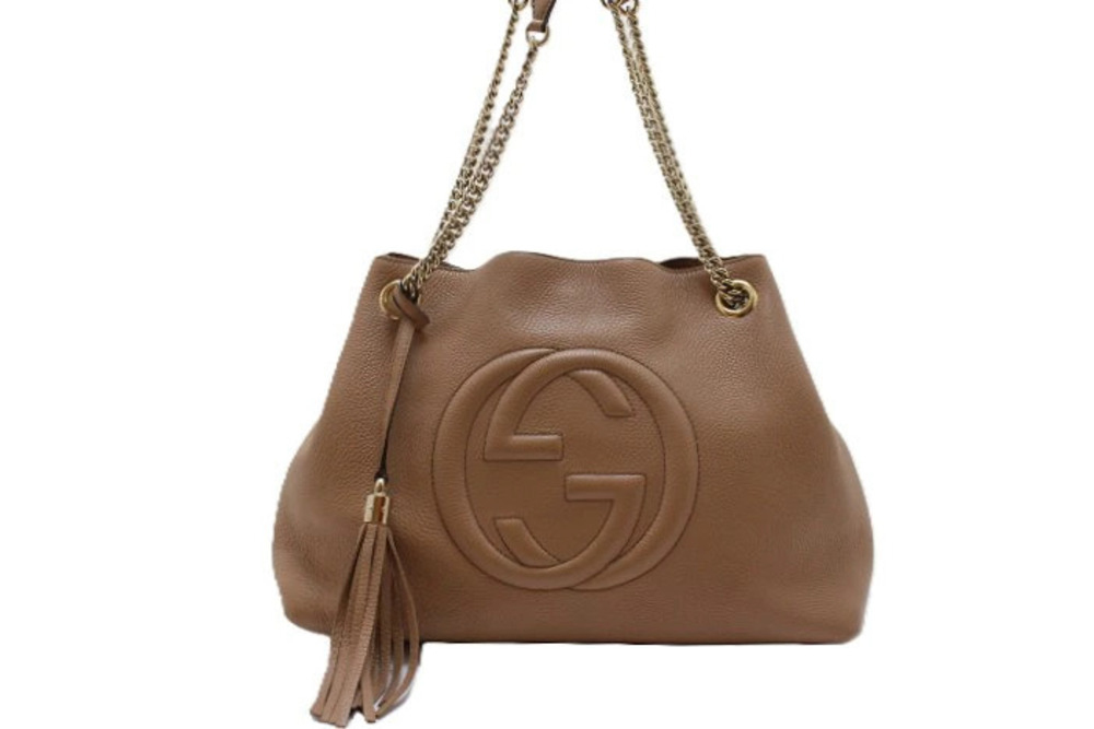 Gucci Soho Shoulder Bag Beige Cream Calfskin Tote